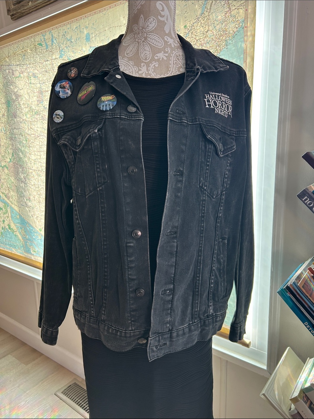 Universal Black Denim Jacket with 'Halloween Horror Nights' Embroidered Logo